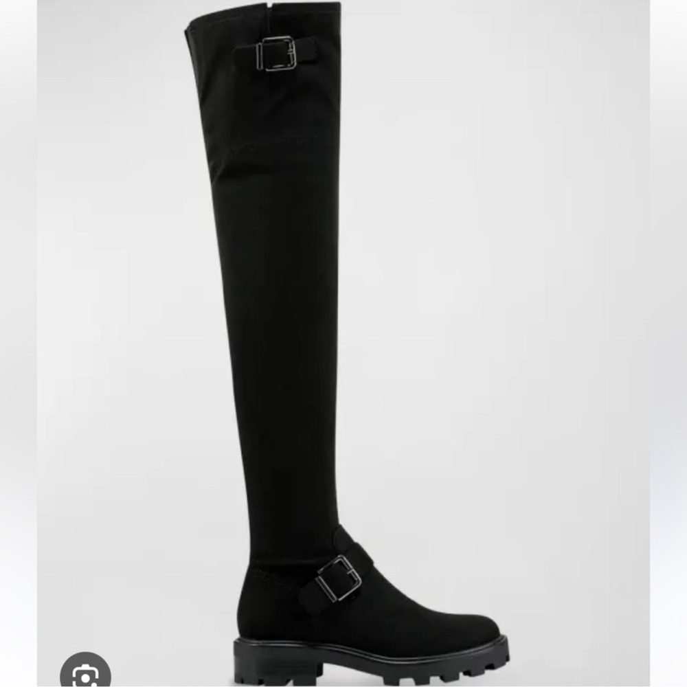 🌸MARC FISHER🌸 Ganven Lug Sole Biker Thigh-High Boots in Black  Size: 6M